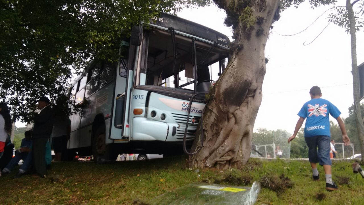 Dez pessoas ficam feridas após ônibus colidir com árvore na Centenário
