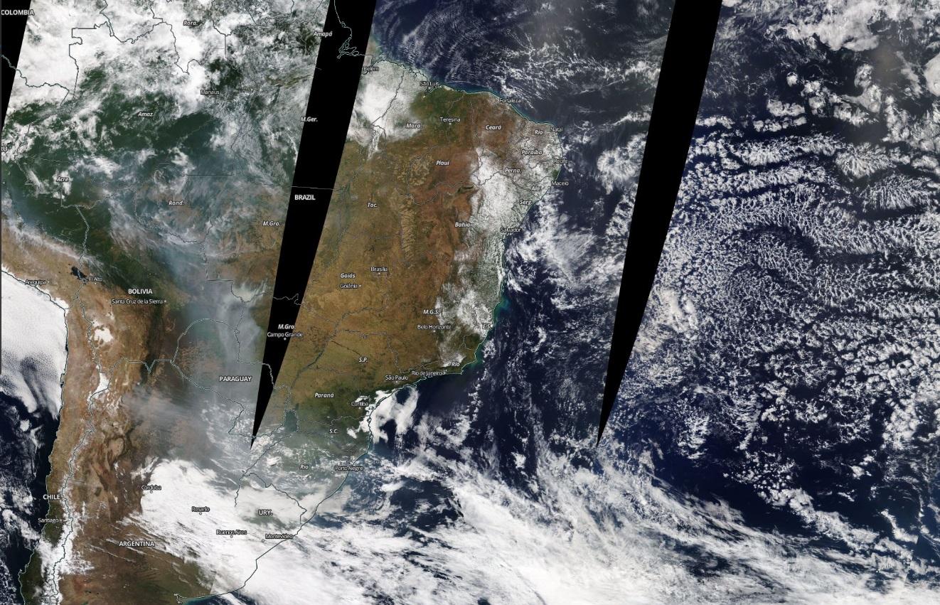 Fumaça das queimadas da Amazônia são registradas em municípios do RS; satélites da NASA confirmam