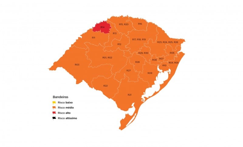 Gravataí e região permanecem sob a bandeira laranja no mapa do distanciamento controlado