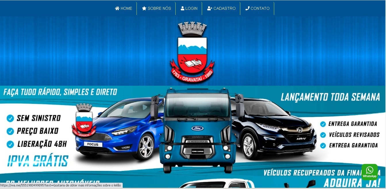 Site falso oferece leilões de carros, motos e caminhões em Gravataí