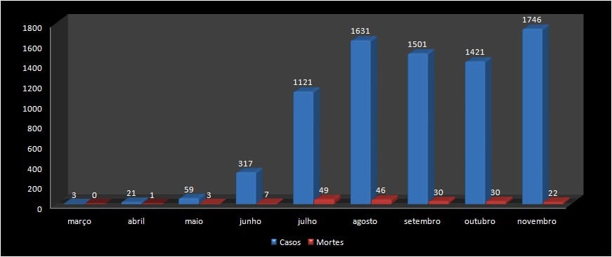 Novembro foi o mês com o maior número de novos casos de covid-19 em Gravataí
