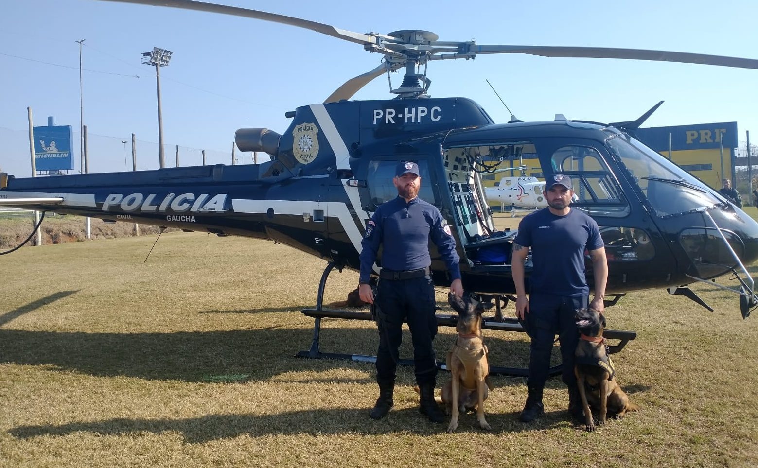 Cães da Guarda Municipal de Gravataí fazem bonito em treinamento operacional com aeronaves