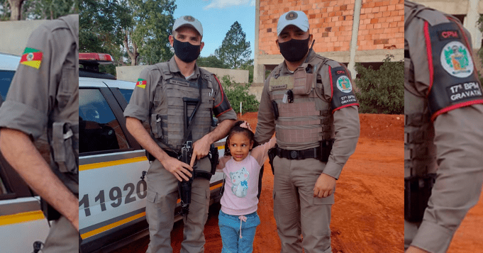 Menina de seis anos que sonha em ser policial recebe visita de policiais no dia do aniversário em Gravataí