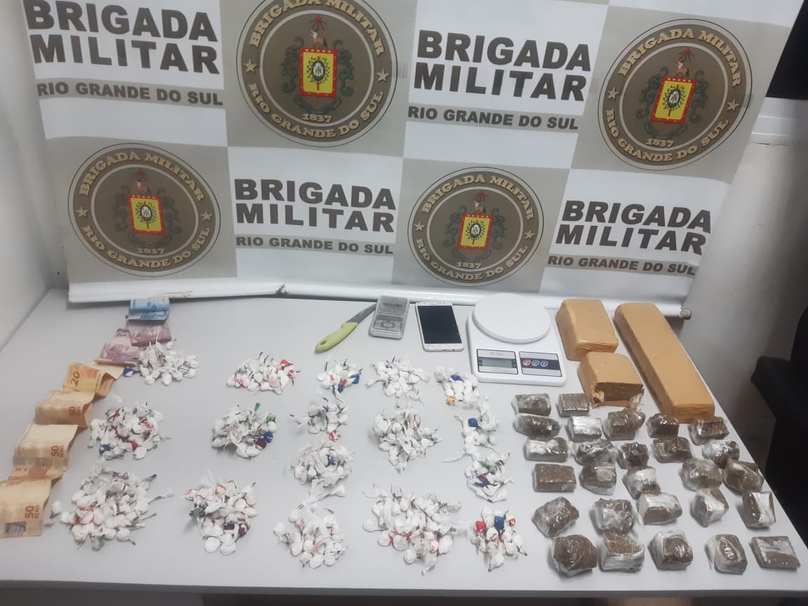 Brigada Militar apreende 382 porções de cocaína e mais de 1,35kg de maconha em Gravataí