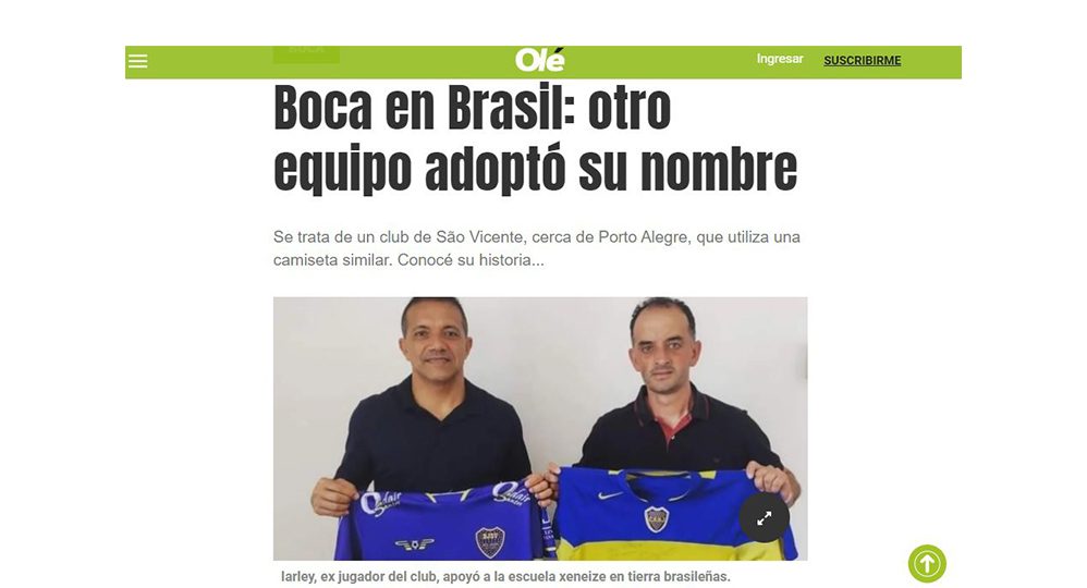 Principal jornal esportivo da Argentina destaca escolinha de futebol de Gravataí