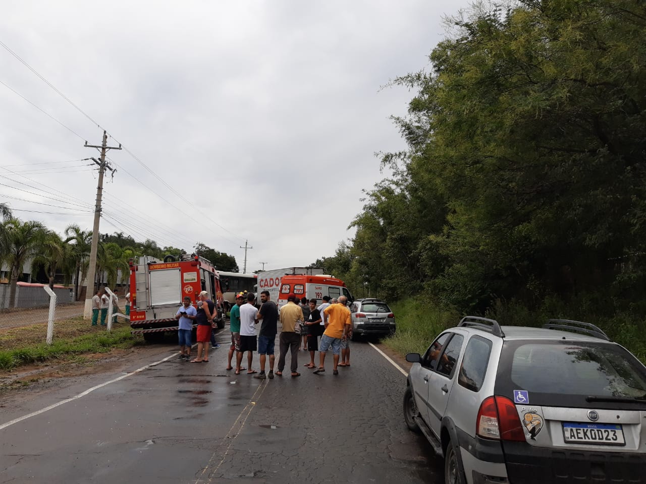 Acidente entre ônibus e caminhão bloqueia estrada em Gravataí